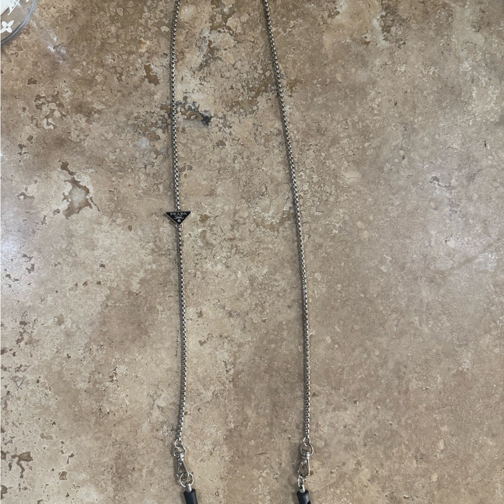 PRADA Silver Chain for AirPods with Black Accents